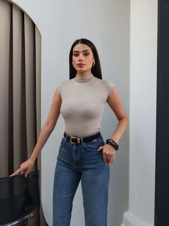 Süet Kemerli Paça Kesik Orj Jean