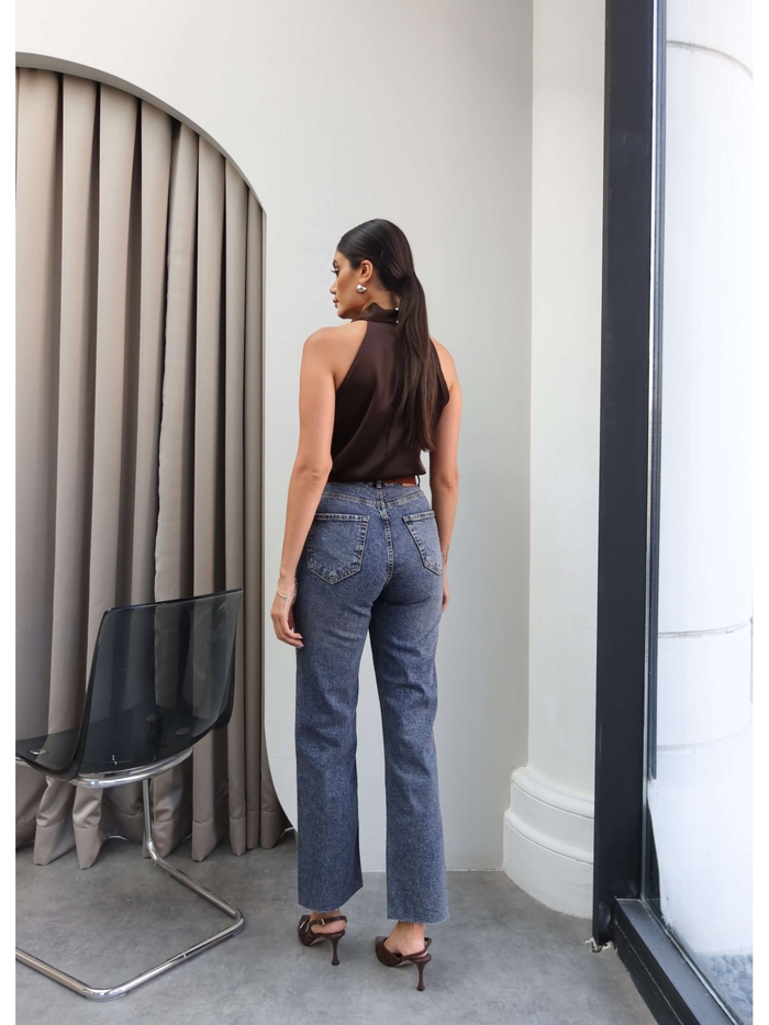 Süet Kemerli Paça Kesik Orj Jean