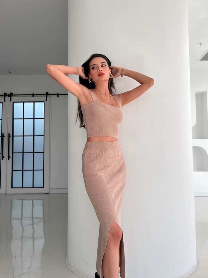 Sütlü Kahve Adelina Triko Takım