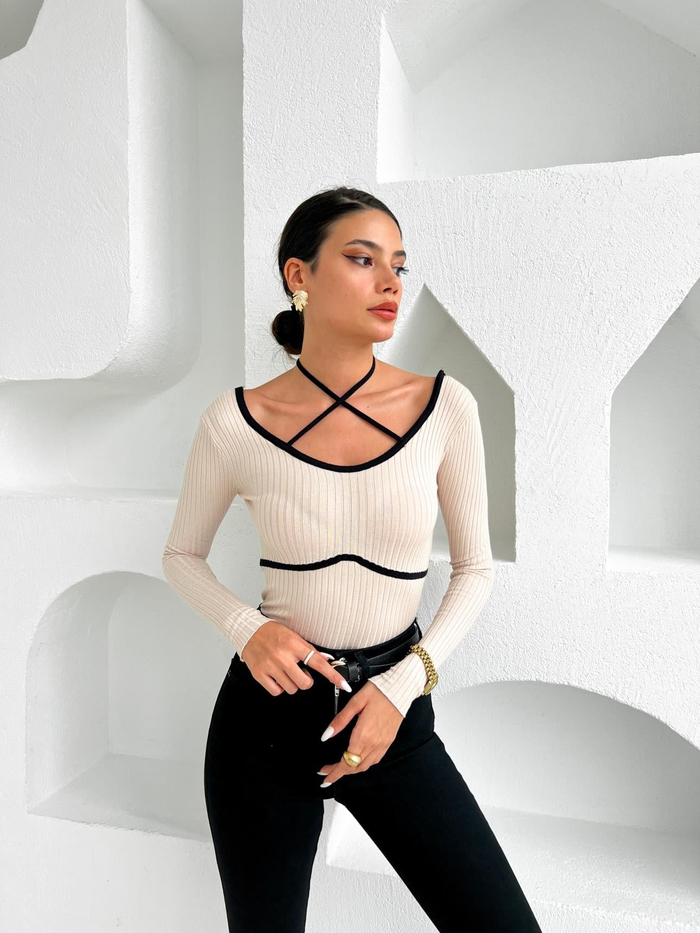 Sütlü Kahve Fitilli Body Triko