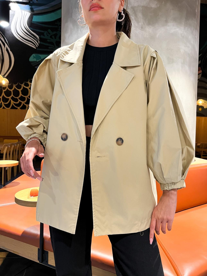 Sütlü Kahve Oversize Kısa Trench