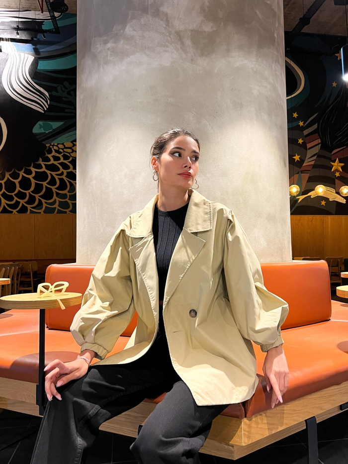 Sütlü Kahve Oversize Kısa Trench