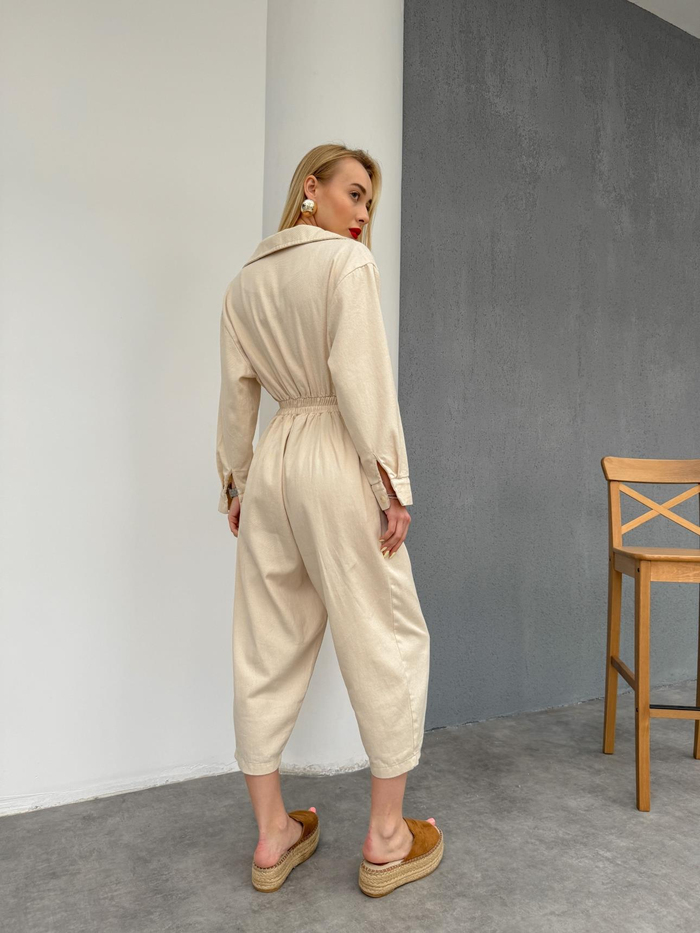 Taş Bel Lastıklı Gabardin Tulum