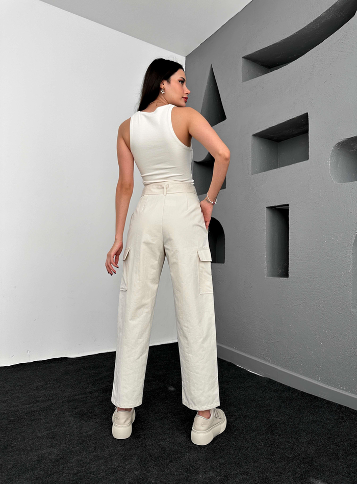 Taş Kemerli Cargo Pocket Pantolon