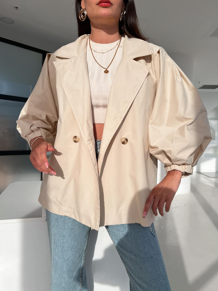 Taş Oversize Kısa Trench