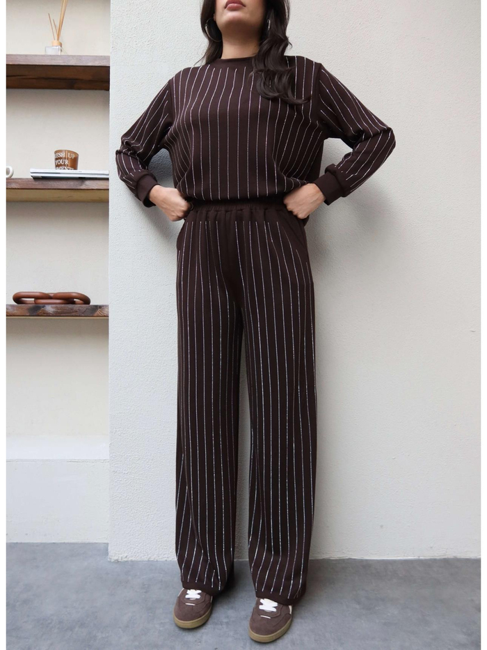 Taşlı Modal Sweat Pantolon Takım