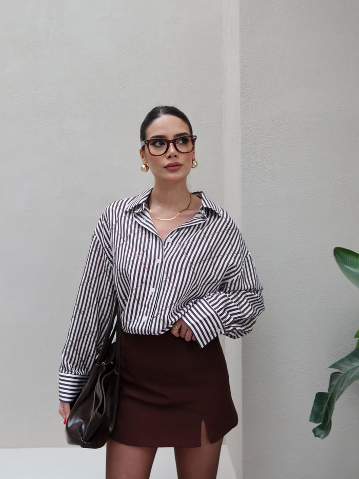 Taşlı Oversize Gömlek