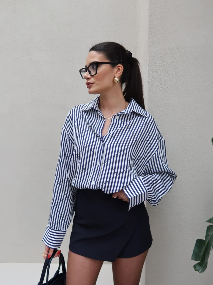 Taşlı Oversize Gömlek