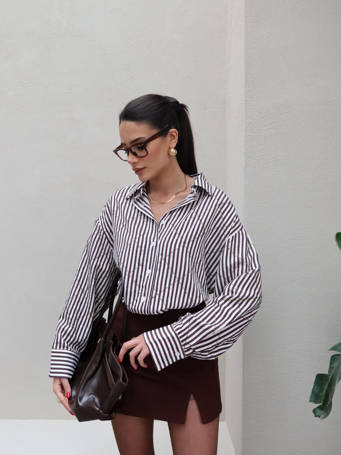Taşlı Oversize Gömlek