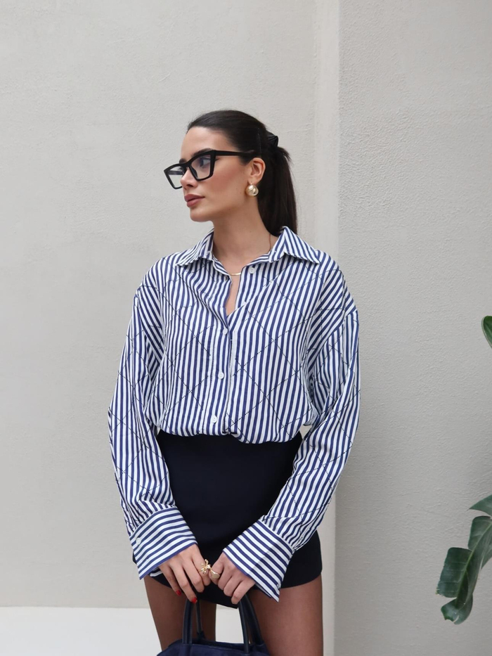 Taşlı Oversize Gömlek