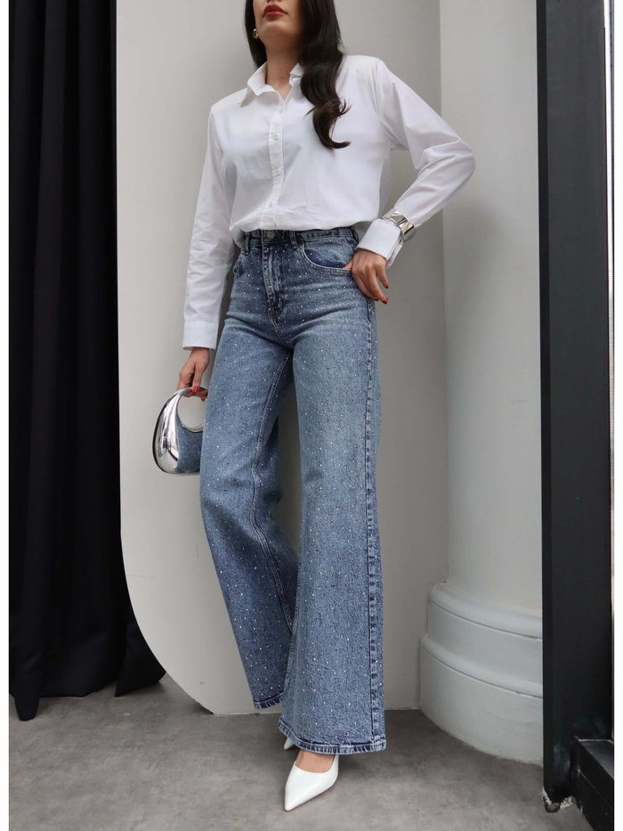 Taşlı Wide Leg Jean