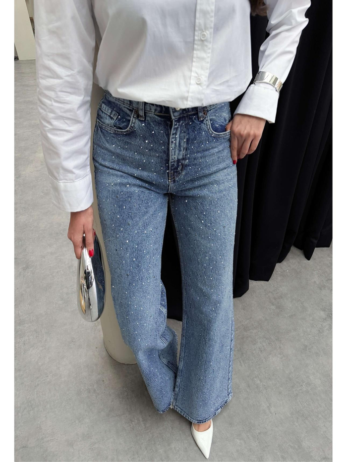 Taşlı Wide Leg Jean