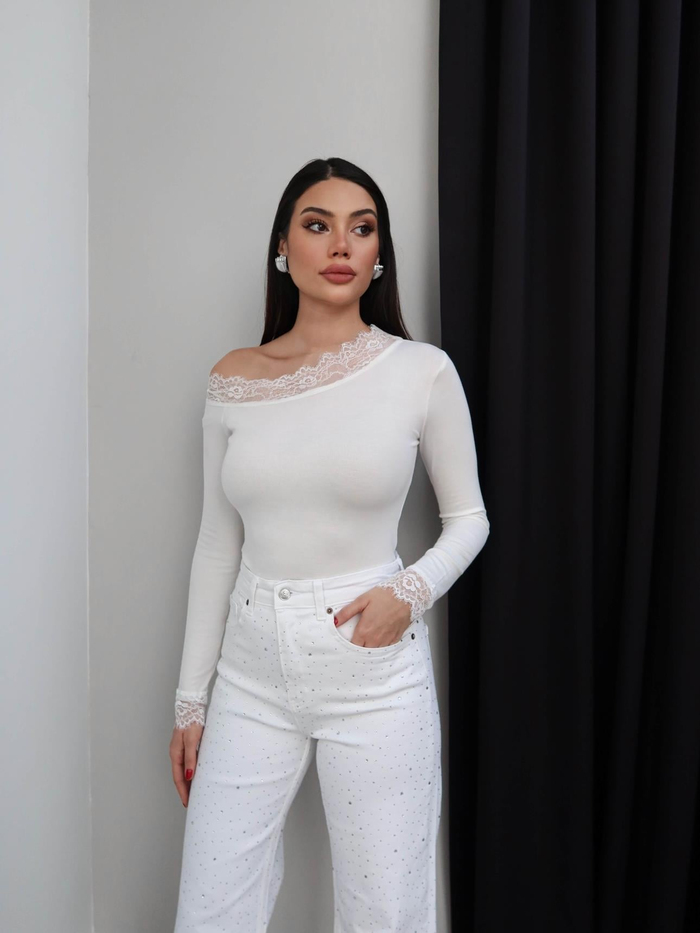 Taşlı Wide Leg Jean