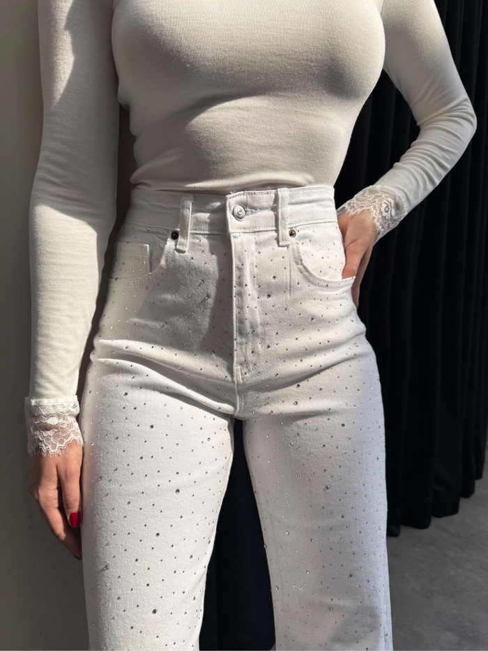 Taşlı Wide Leg Jean