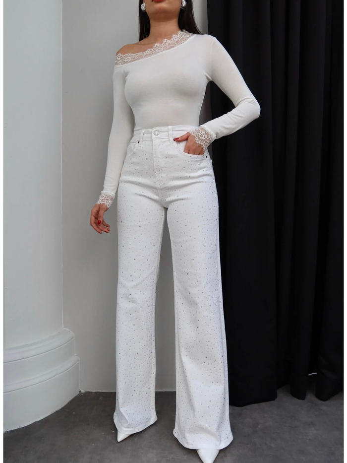 Taşlı Wide Leg Jean