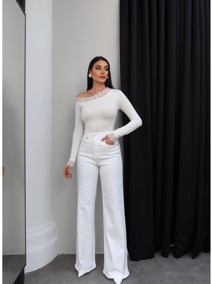 Taşlı Wide Leg Jean
