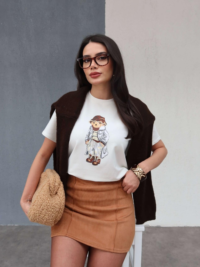 Teddy Bear Baskılı T-Shirt