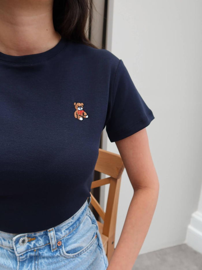Teddy Bear Nakışlı Crop T-Shirt