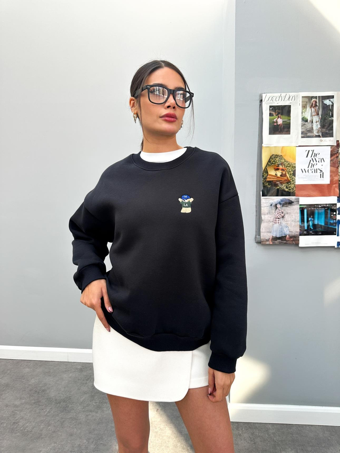 Teddy Bear Nakışlı Şardonlu Sweatshirt