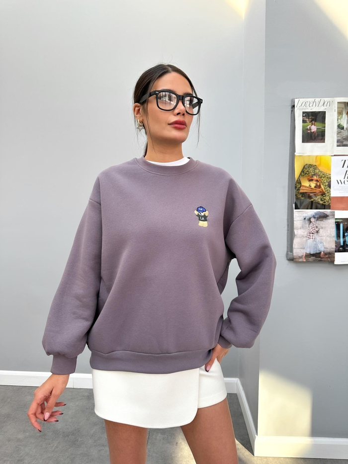 Teddy Bear Nakışlı Şardonlu Sweatshirt