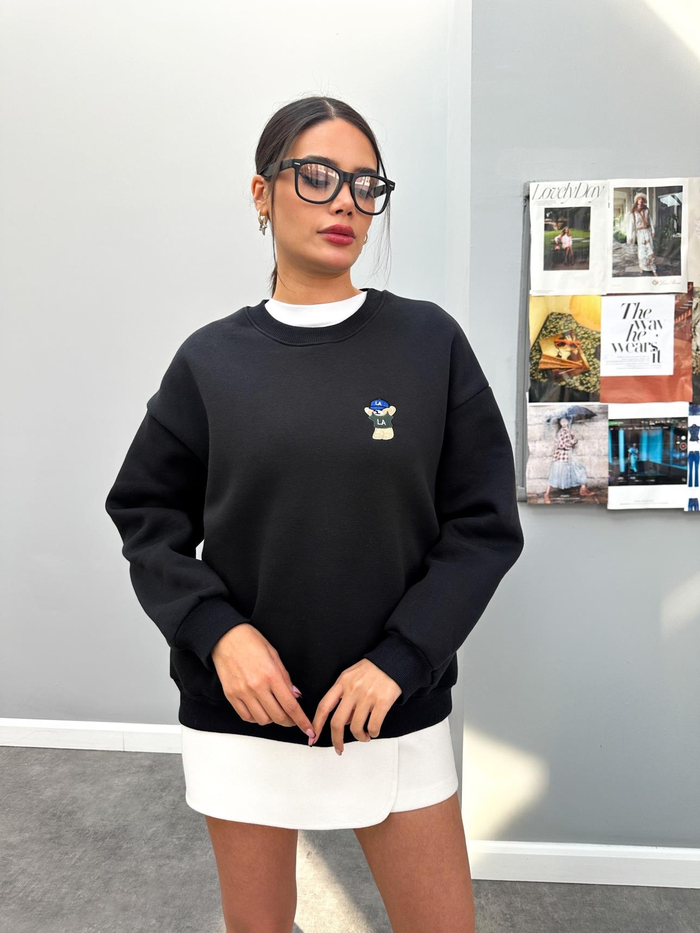 Teddy Bear Nakışlı Şardonlu Sweatshirt