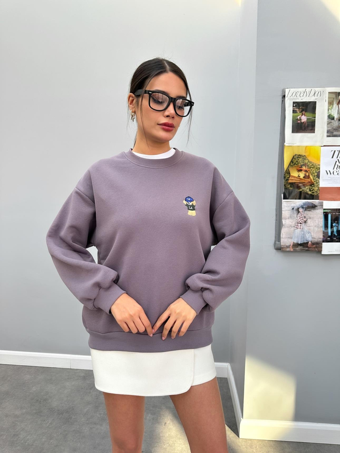 Teddy Bear Nakışlı Şardonlu Sweatshirt