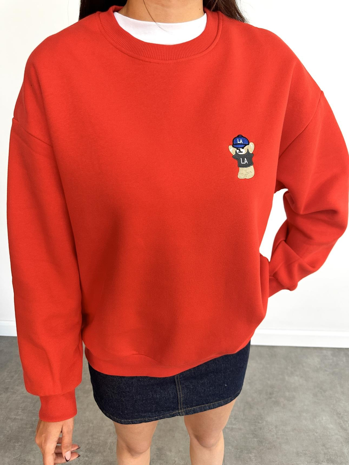 Teddy Bear Nakışlı Şardonlu Sweatshirt