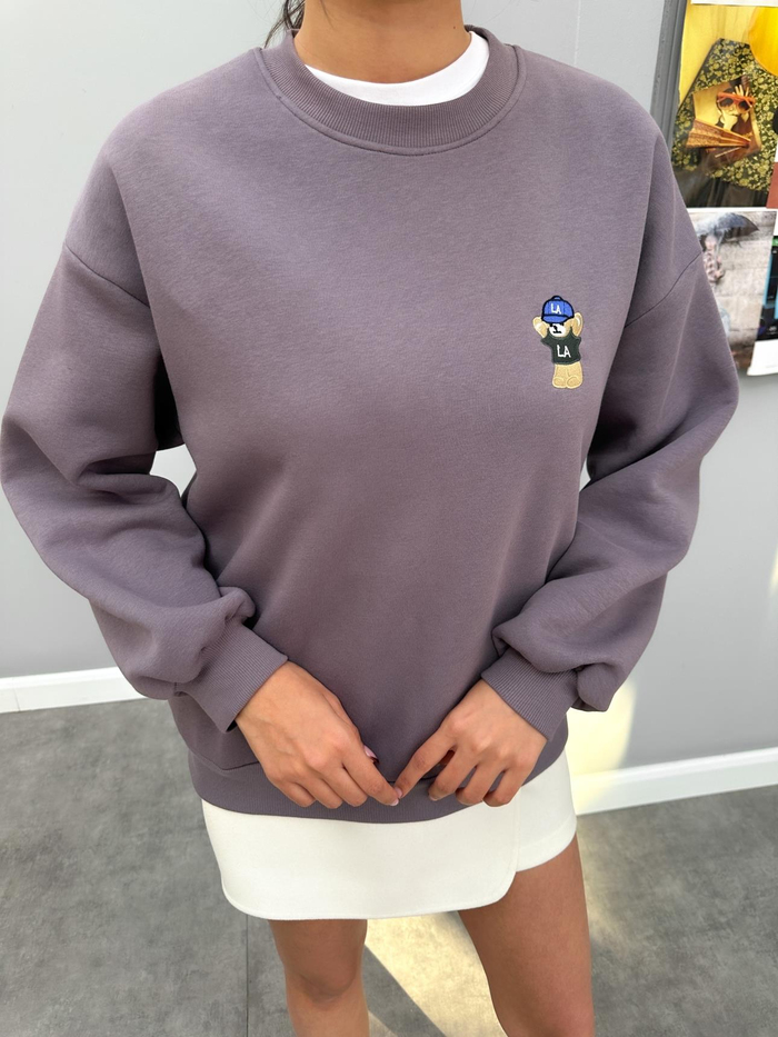 Teddy Bear Nakışlı Şardonlu Sweatshirt
