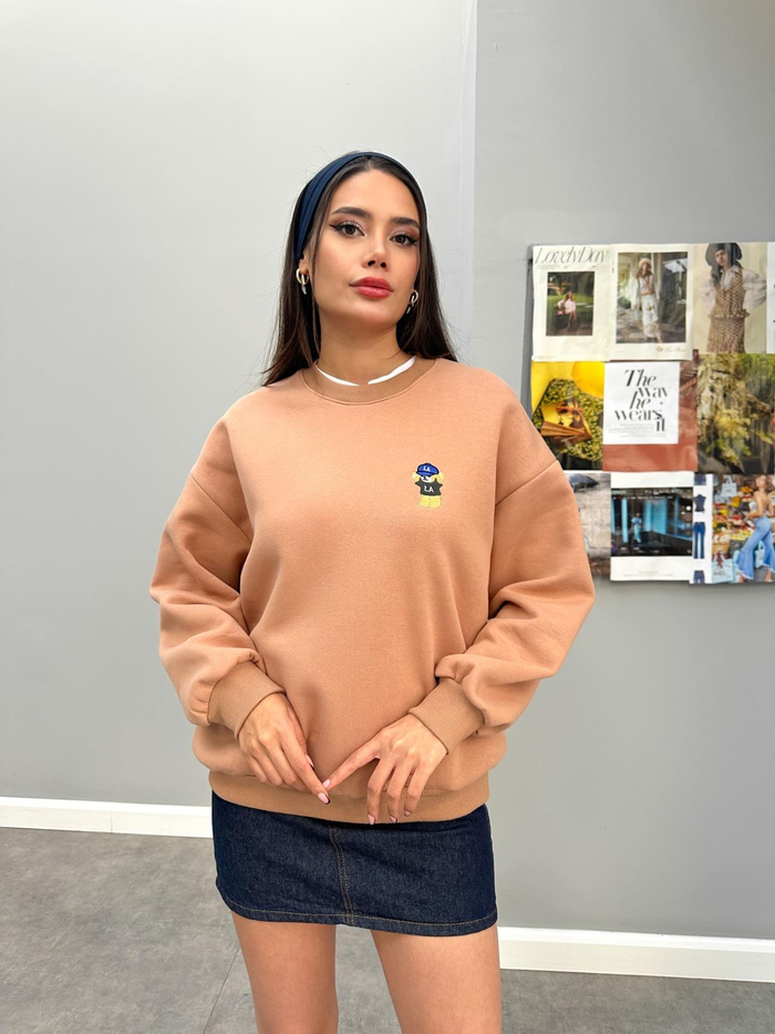 Teddy Bear Nakışlı Şardonlu Sweatshirt