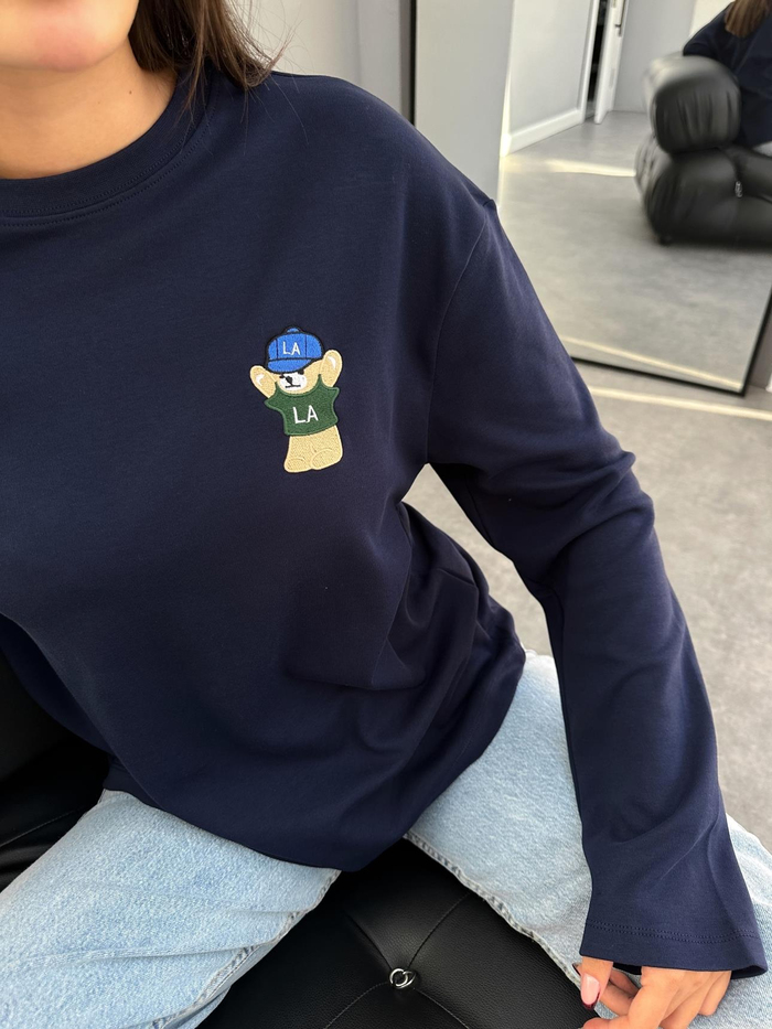 Teddy Bear Nakışlı Uzun Kol Sweatshirt
