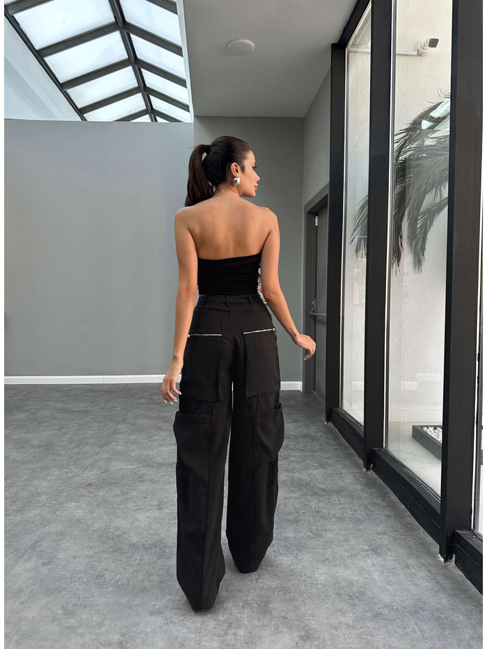 Tencel Fermuar Detaylı Kargo Pantolon