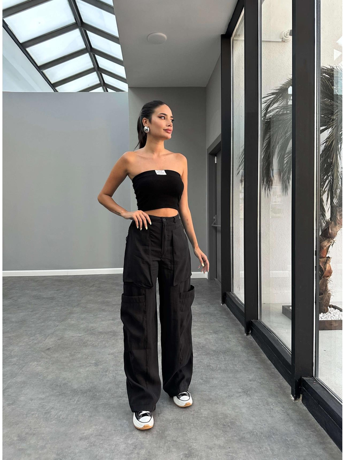 Tencel Fermuar Detaylı Kargo Pantolon