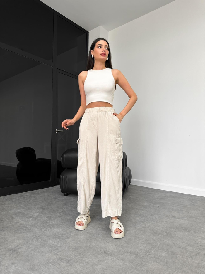 Tencel Kargo Cep Pantolon
