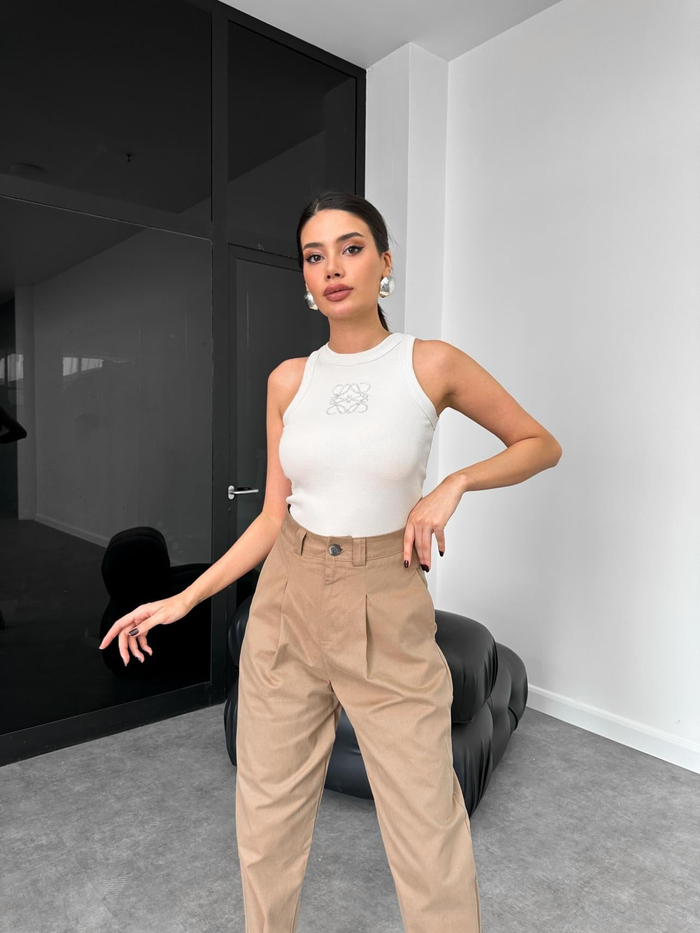 Toprak Paça Çıtlı Gabardin Pantolon
