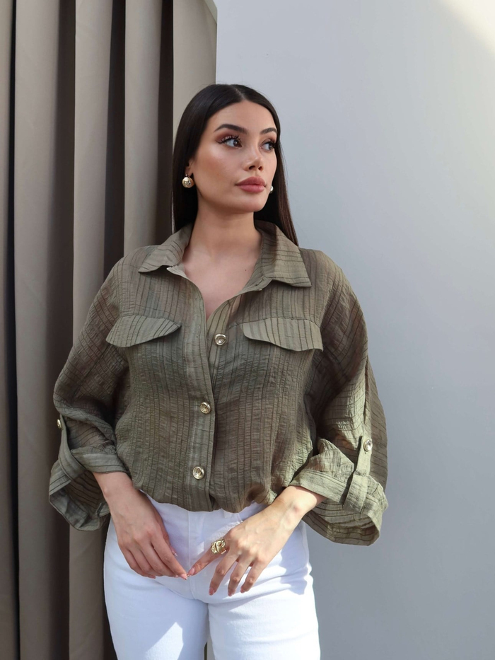 Transparan Simli Bomber Ceket