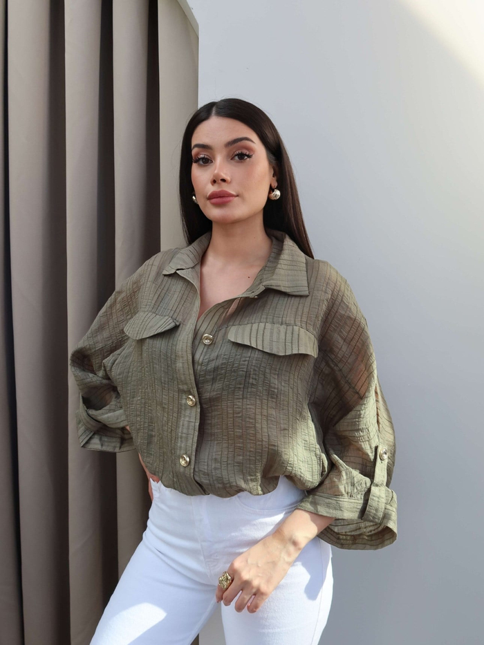 Transparan Simli Bomber Ceket