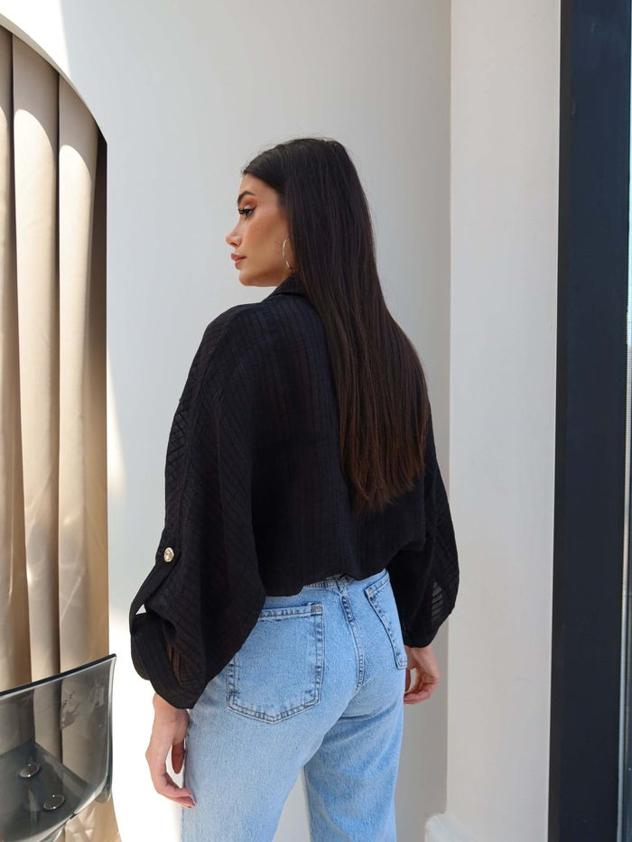 Transparan Simli Bomber Ceket