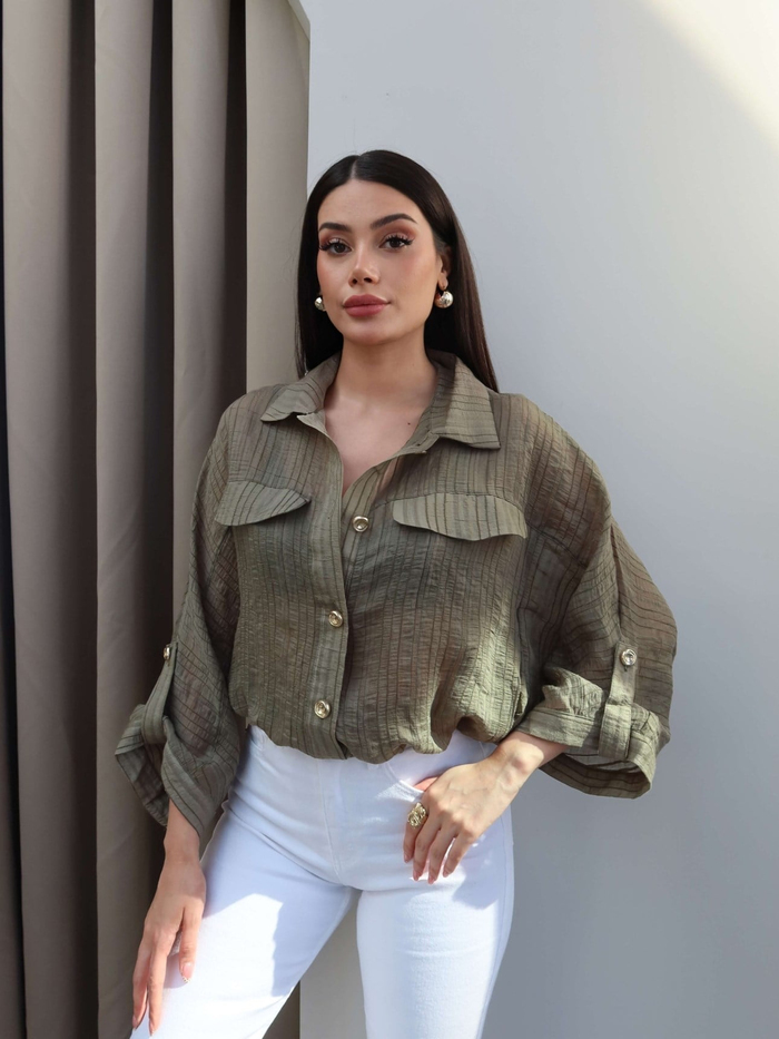 Transparan Simli Bomber Ceket