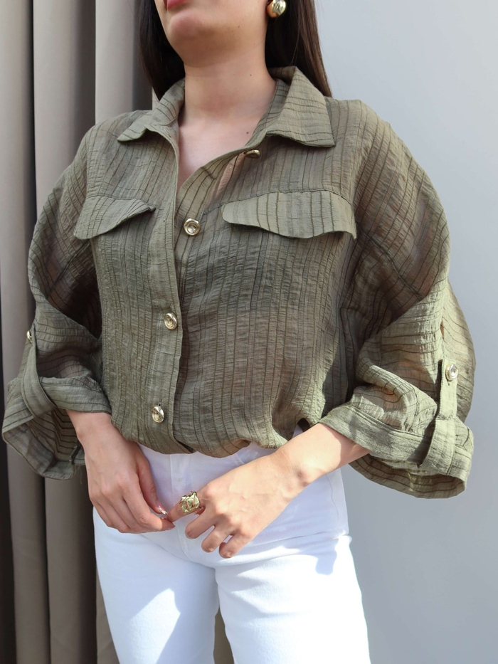 Transparan Simli Bomber Ceket