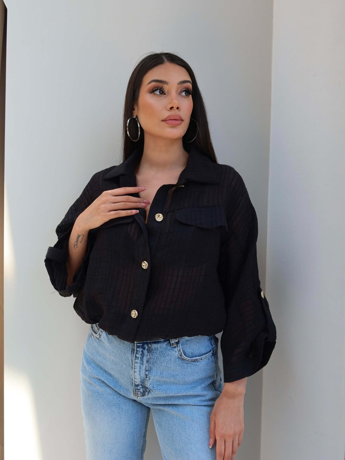 Transparan Simli Bomber Ceket
