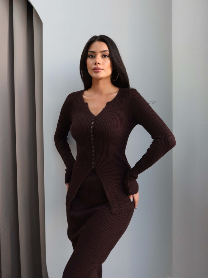Triko Hırka Etek Takım