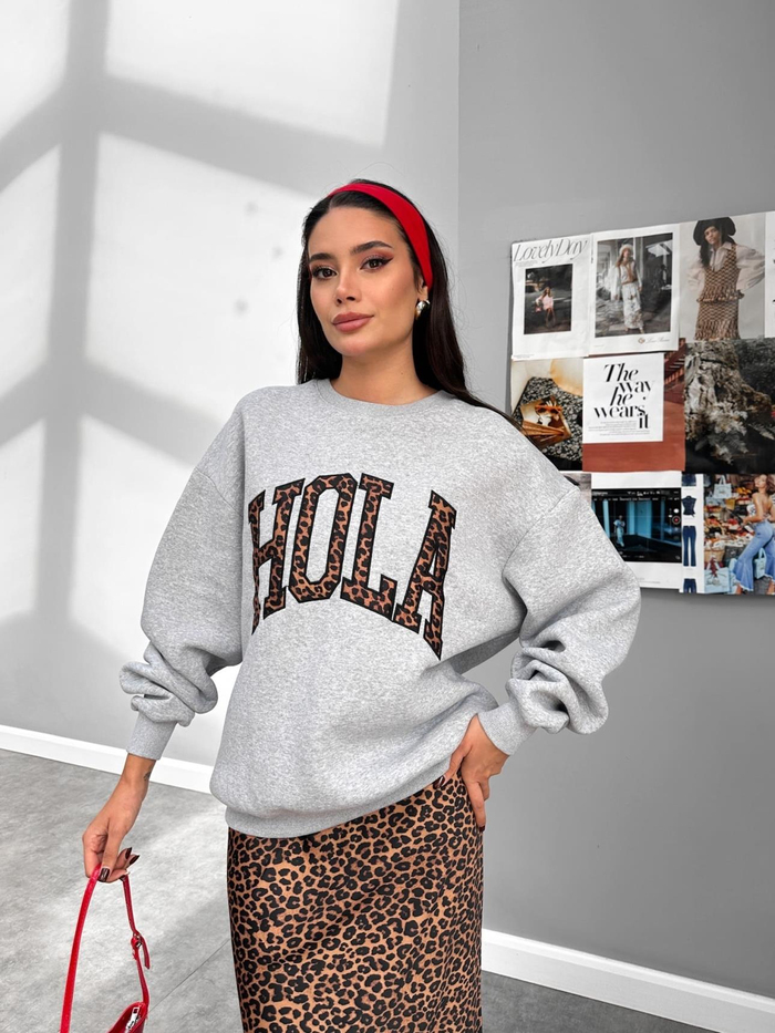 Üç İplik Şardonlu Hola Sweatshirt
