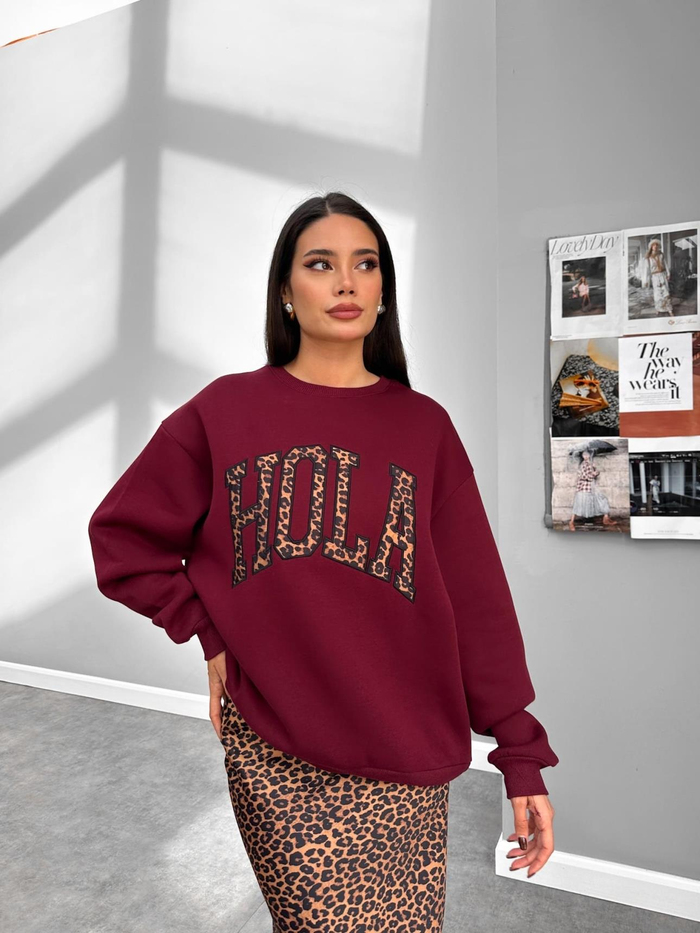 Üç İplik Şardonlu Hola Sweatshirt