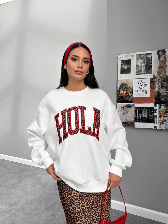 Üç İplik Şardonlu Hola Sweatshirt