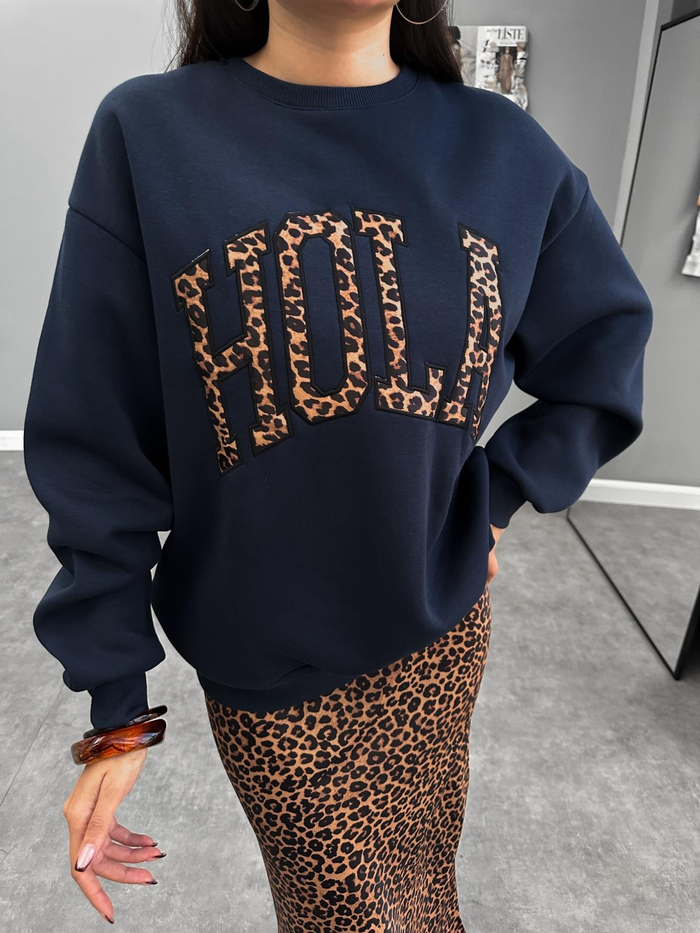 Üç İplik Şardonlu Hola Sweatshirt