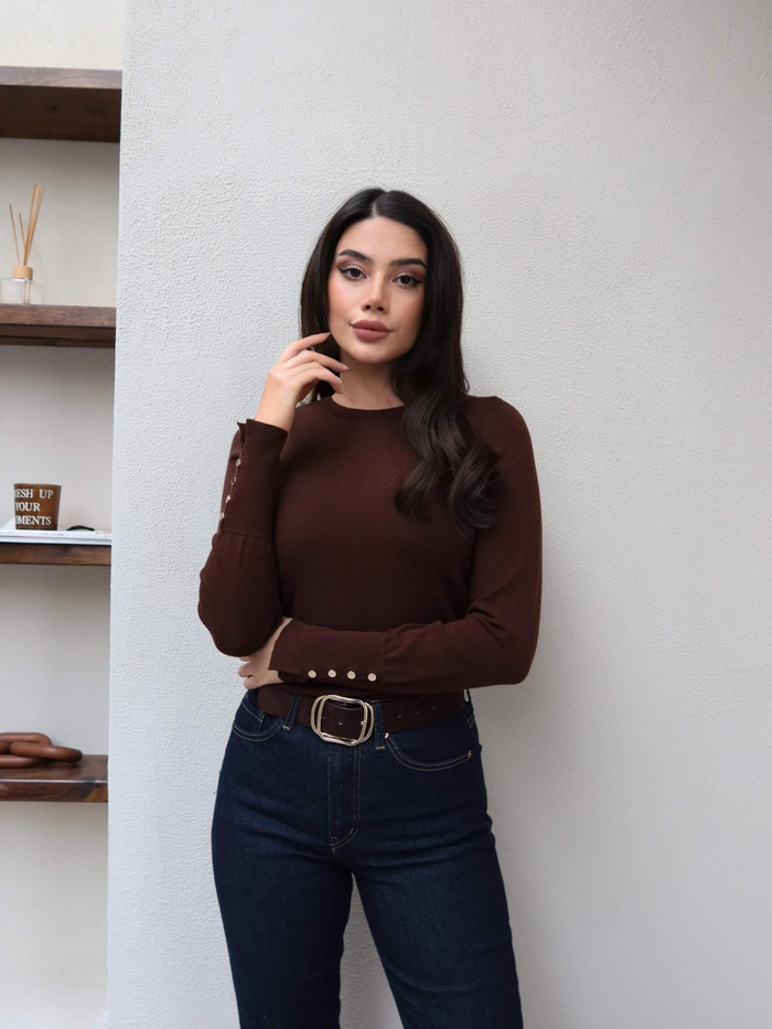 Uzun Kol Düğmeli Triko