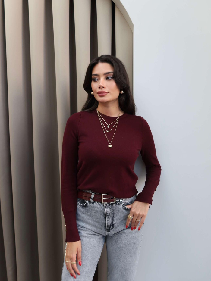 Uzun Kol Düğmeli Triko