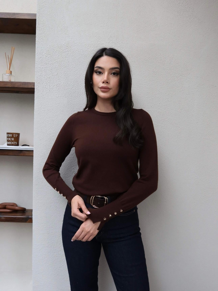 Uzun Kol Düğmeli Triko
