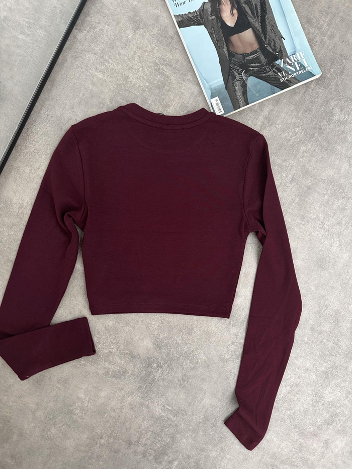 Uzun Kollu Basic Crop Top