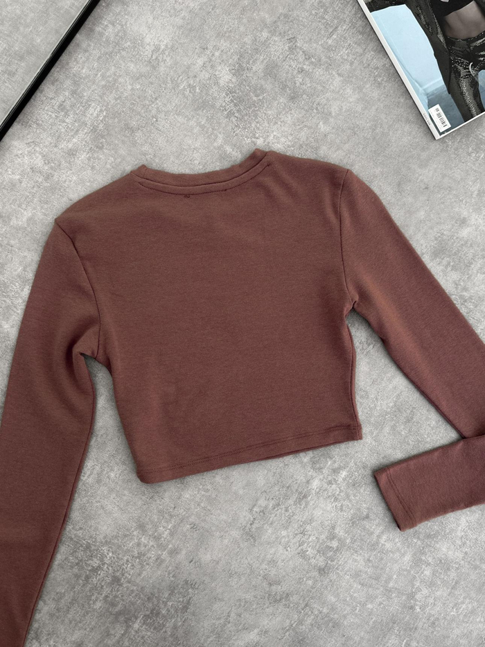 Uzun Kollu Basic Crop Top